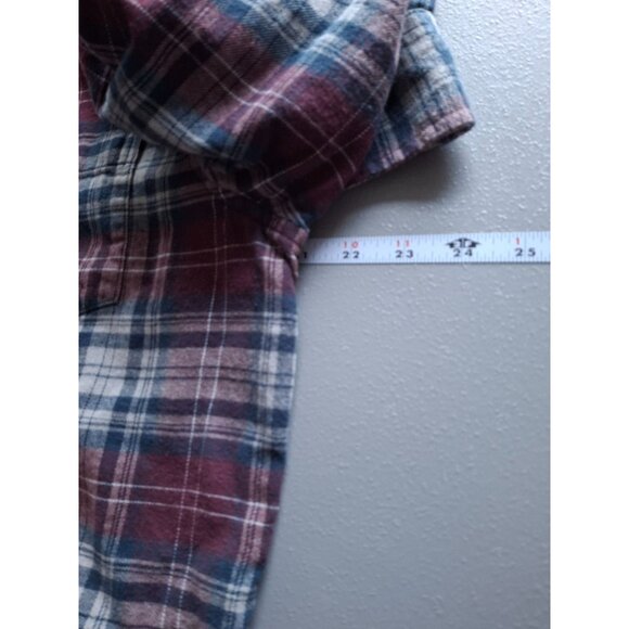 ChapsLong Sleeve Plaid Flannel Button-Down Shirt Mens Large Red Gray - Picture 4 of 5